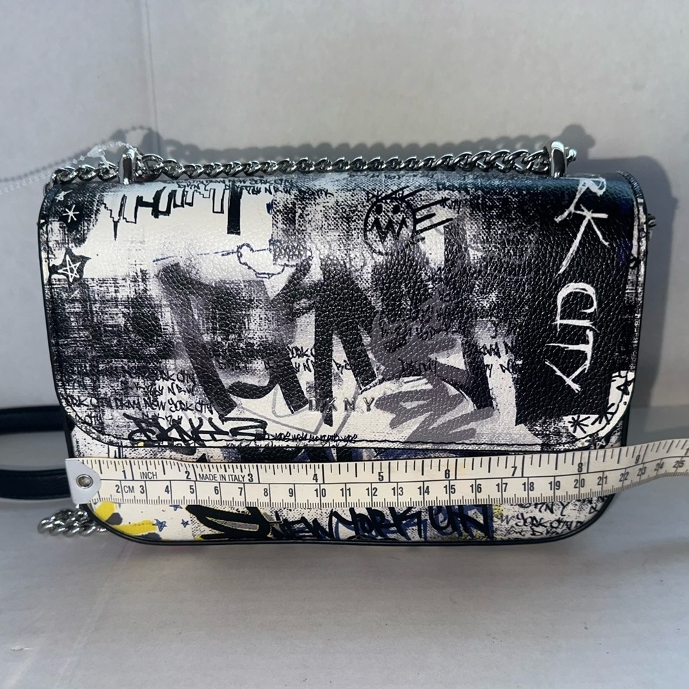 DKNY Black and White Graffiti Crossbody Bag - Picture 6 of 10